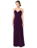 Slim V Neckline Spaghetti Purple Chiffon Pleated Bridesmaid Dress